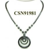 Hematite Circle Pendant Beads Stone Chain Choker Fashion Women Necklace